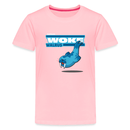 Woke Walrus Character Comfort Kids Tee - pink