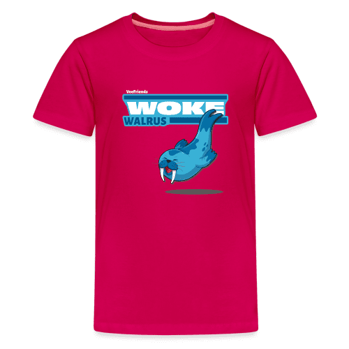 Woke Walrus Character Comfort Kids Tee - dark pink