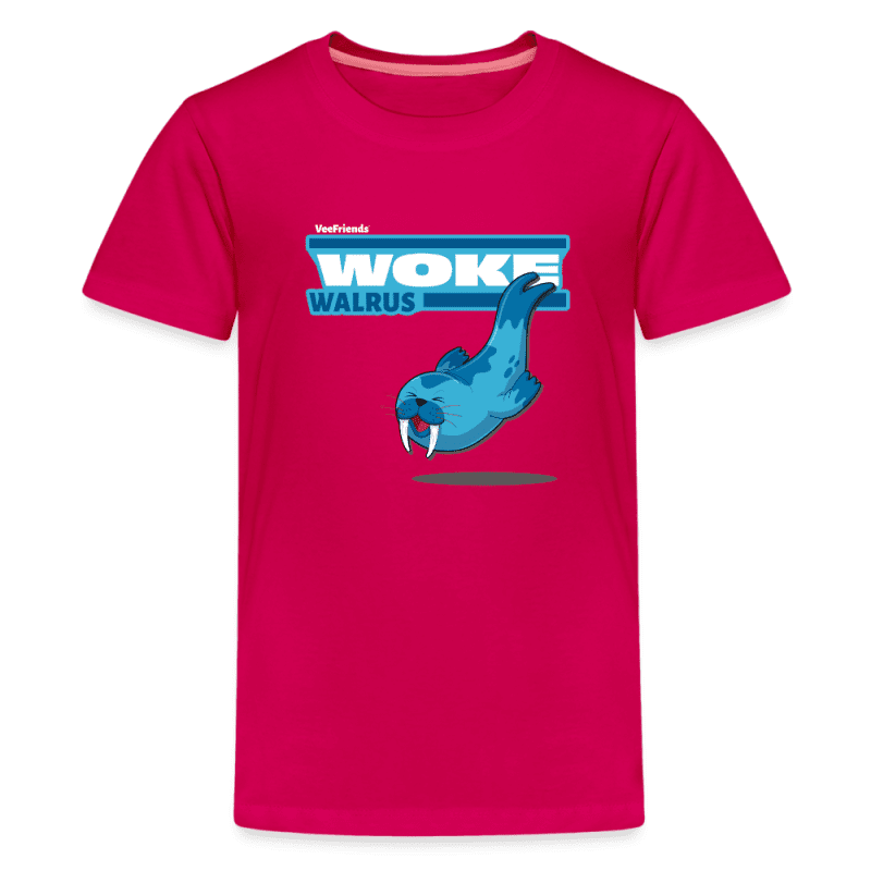 Woke Walrus Character Comfort Kids Tee - dark pink