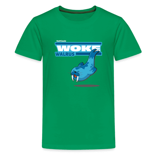 Woke Walrus Character Comfort Kids Tee - kelly green