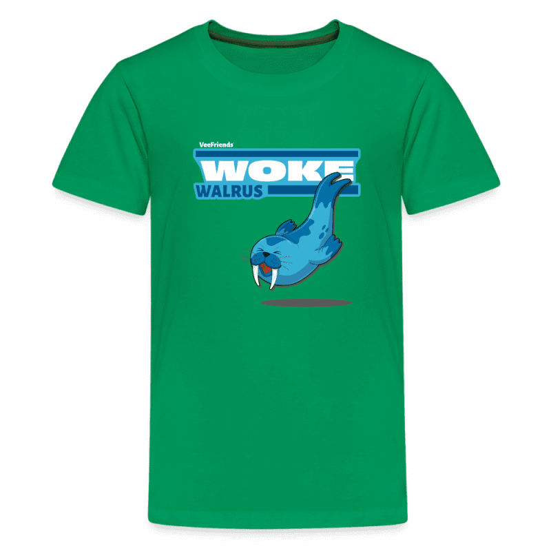 Woke Walrus Character Comfort Kids Tee - kelly green