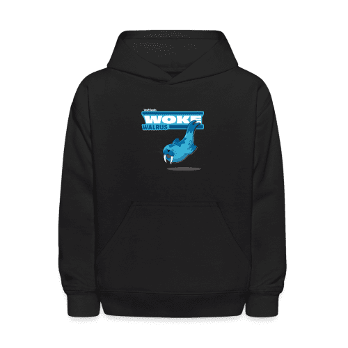 Woke Walrus Character Comfort Kids Hoodie - black