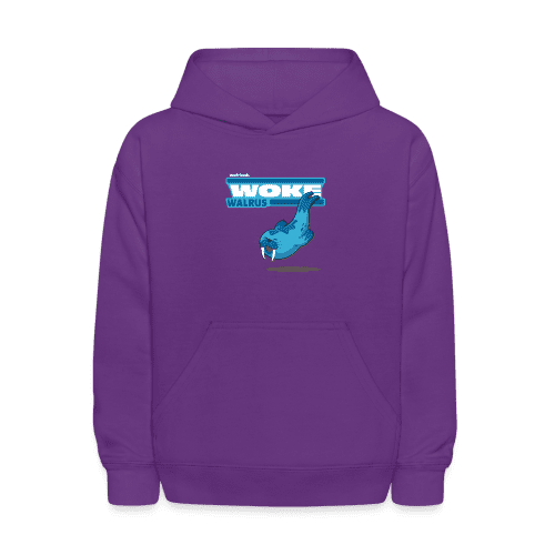 Woke Walrus Character Comfort Kids Hoodie - purple