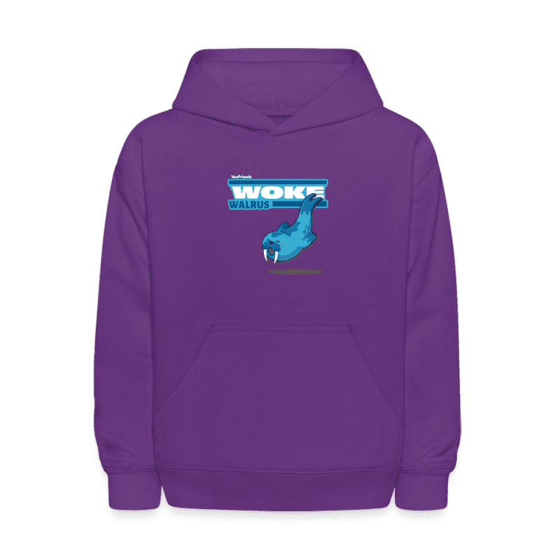 Woke Walrus Character Comfort Kids Hoodie - purple