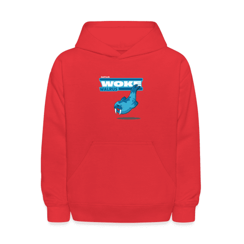 Woke Walrus Character Comfort Kids Hoodie - red