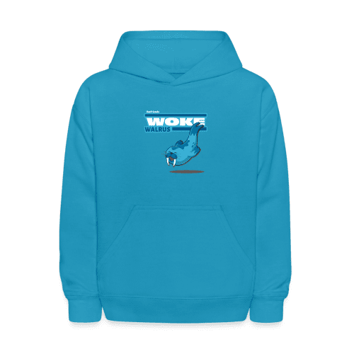 Woke Walrus Character Comfort Kids Hoodie - turquoise