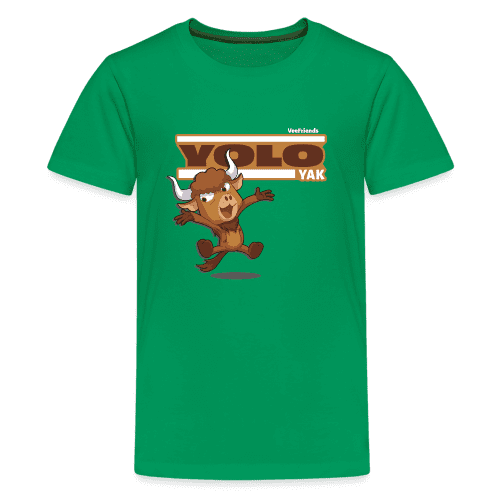 Yolo Yak Character Comfort Kids Tee - kelly green