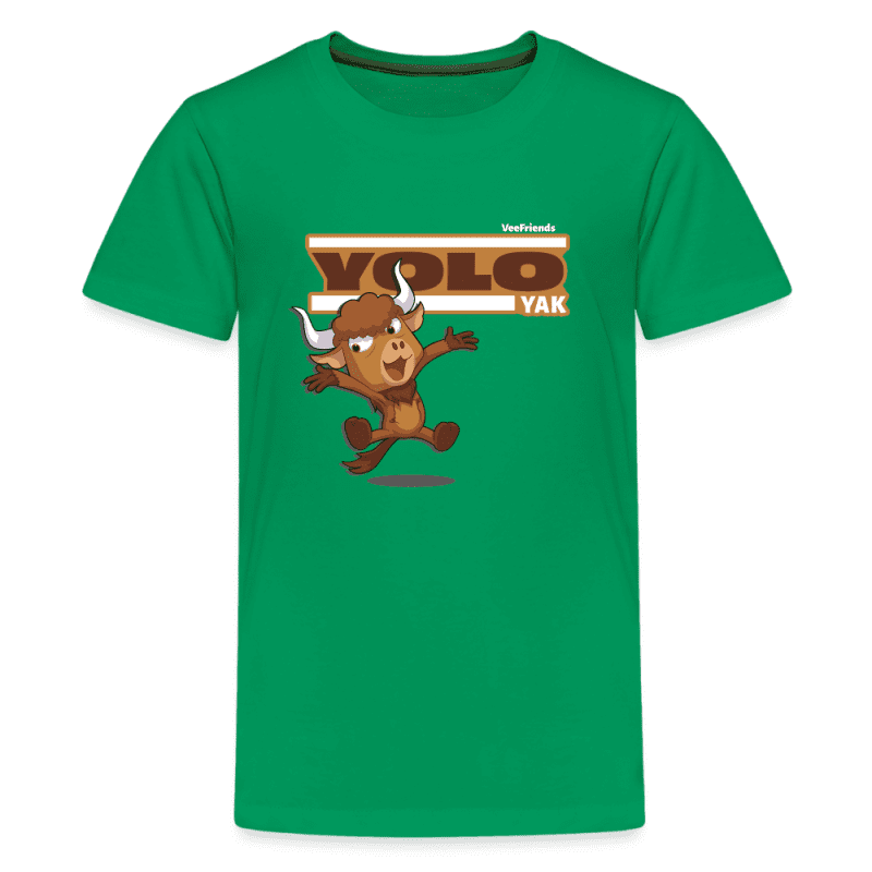 Yolo Yak Character Comfort Kids Tee - kelly green