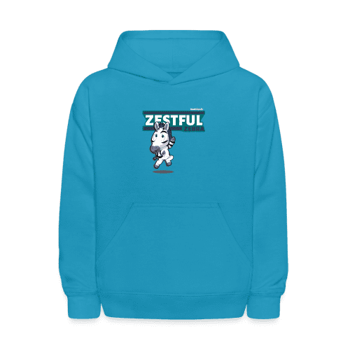 Zestful Zebra Character Comfort Kids Hoodie - turquoise