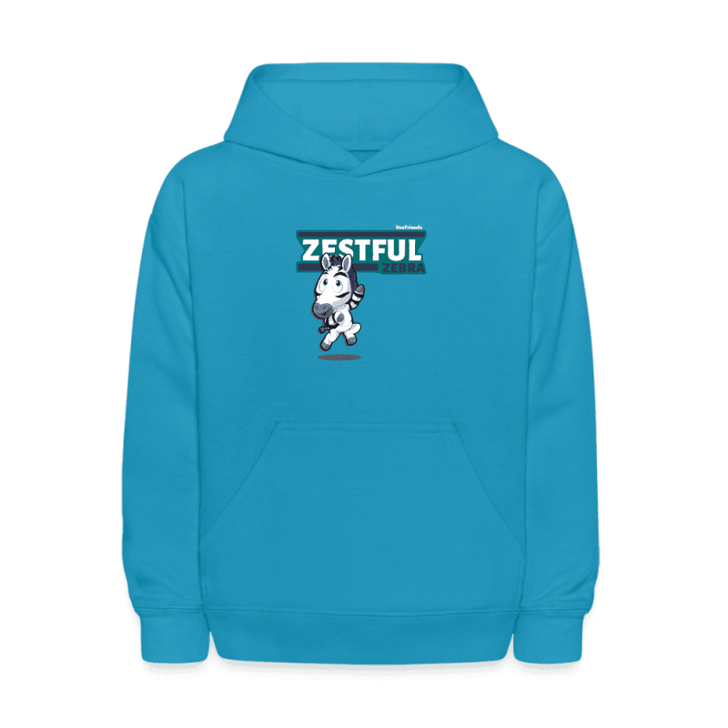 Zestful Zebra Character Comfort Kids Hoodie - turquoise