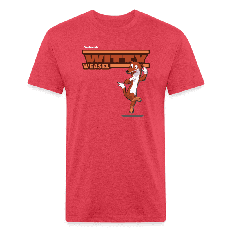 Witty Weasel Character Comfort Adult Tee - heather red