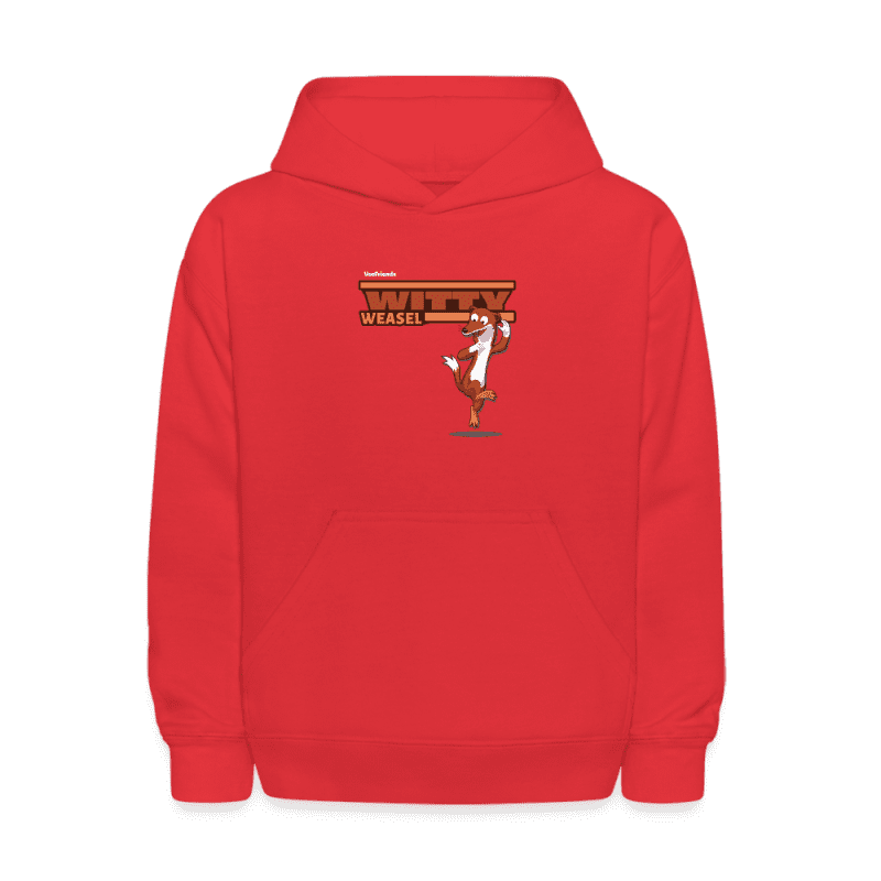 Witty Weasel Character Comfort Kids Hoodie - red