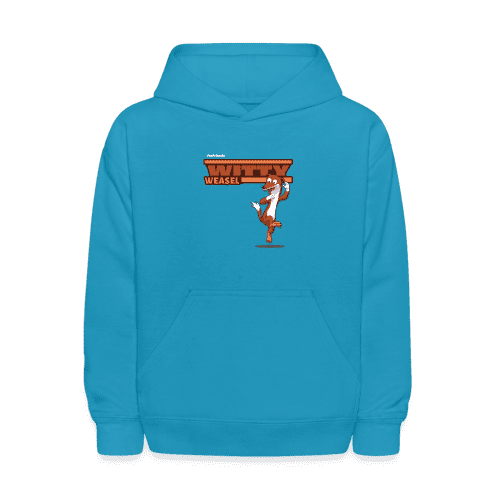 Witty Weasel Character Comfort Kids Hoodie - turquoise