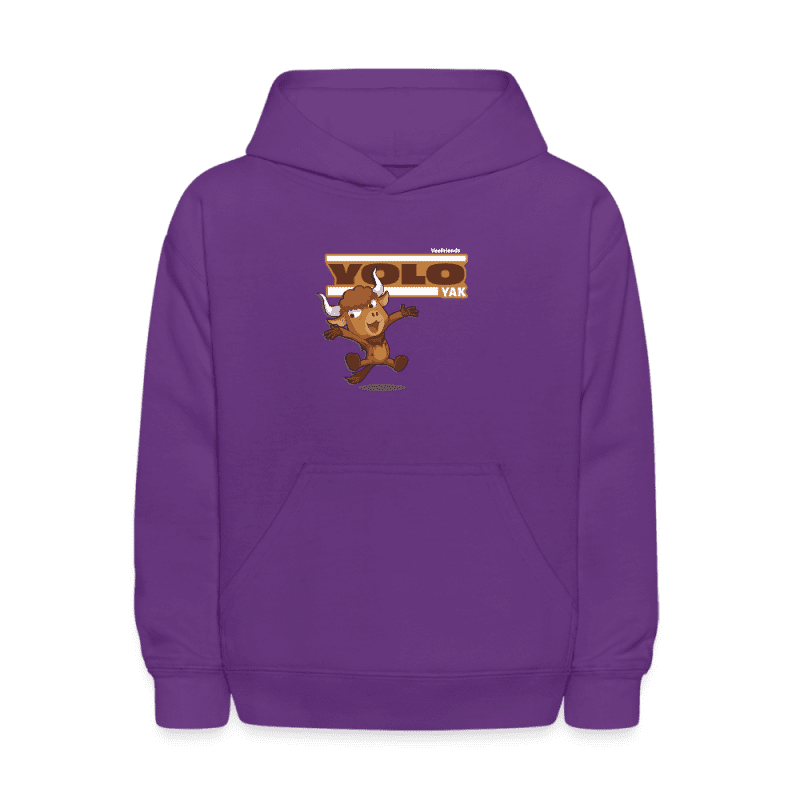 Yolo Yak Character Comfort Kids Hoodie - purple