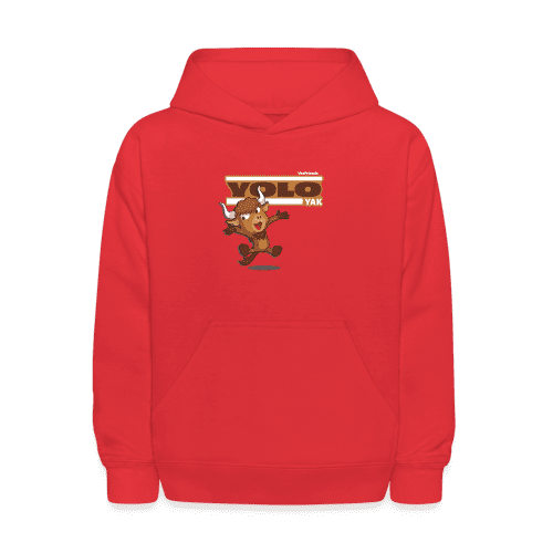 Yolo Yak Character Comfort Kids Hoodie - red