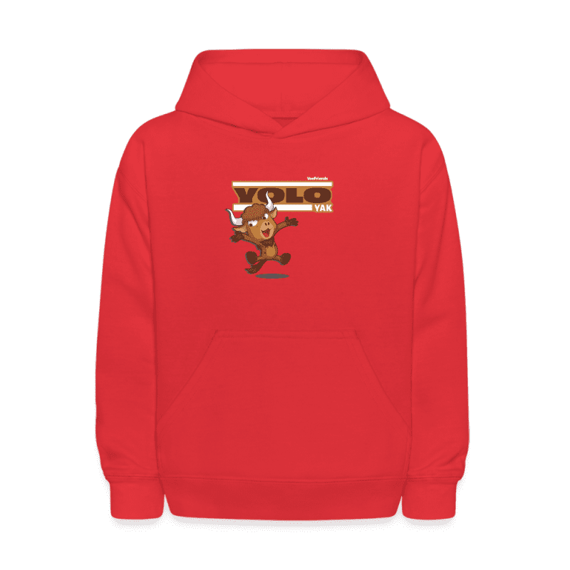 Yolo Yak Character Comfort Kids Hoodie - red