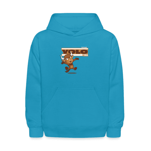 Yolo Yak Character Comfort Kids Hoodie - turquoise