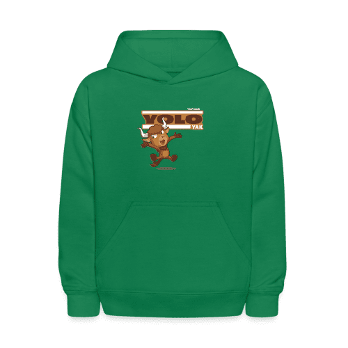 Yolo Yak Character Comfort Kids Hoodie - kelly green