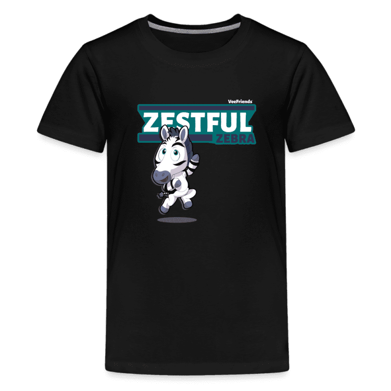 Zestful Zebra Character Comfort Kids Tee - black