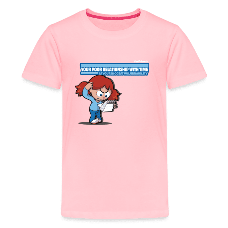 Your Poor Relationship With Time Is Your Biggest Vulnerability Character Comfort Kids Tee - pink