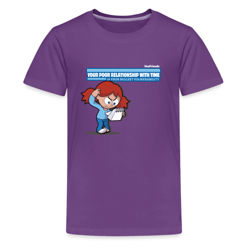 Your Poor Relationship With Time Is Your Biggest Vulnerability Character Comfort Kids Tee - purple