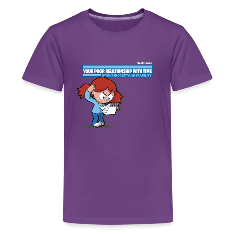 Your Poor Relationship With Time Is Your Biggest Vulnerability Character Comfort Kids Tee - purple