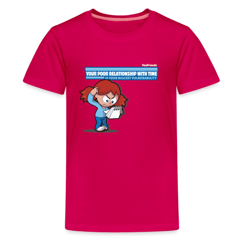 Your Poor Relationship With Time Is Your Biggest Vulnerability Character Comfort Kids Tee - dark pink