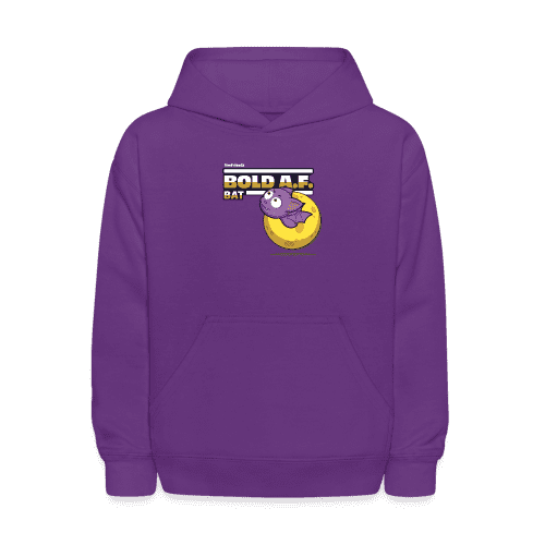 Bold A.F. Bat Character Comfort Kids Hoodie - purple