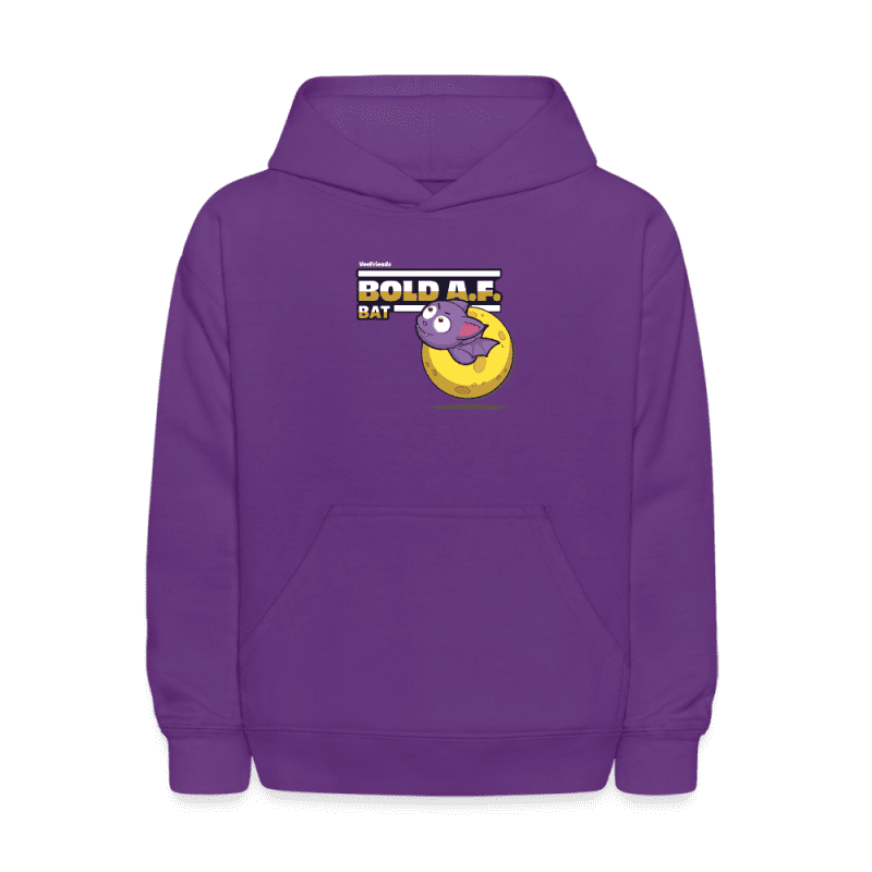 Bold A.F. Bat Character Comfort Kids Hoodie - purple