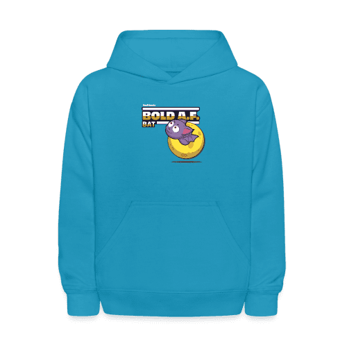 Bold A.F. Bat Character Comfort Kids Hoodie - turquoise