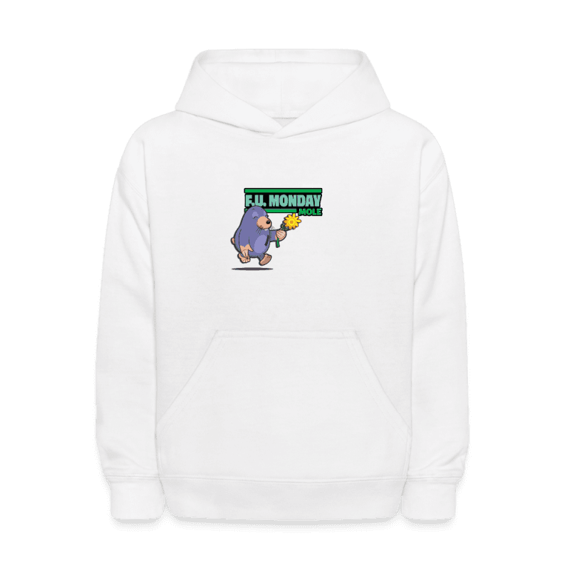 F.U. Monday Mole Character Comfort Kids Hoodie - white