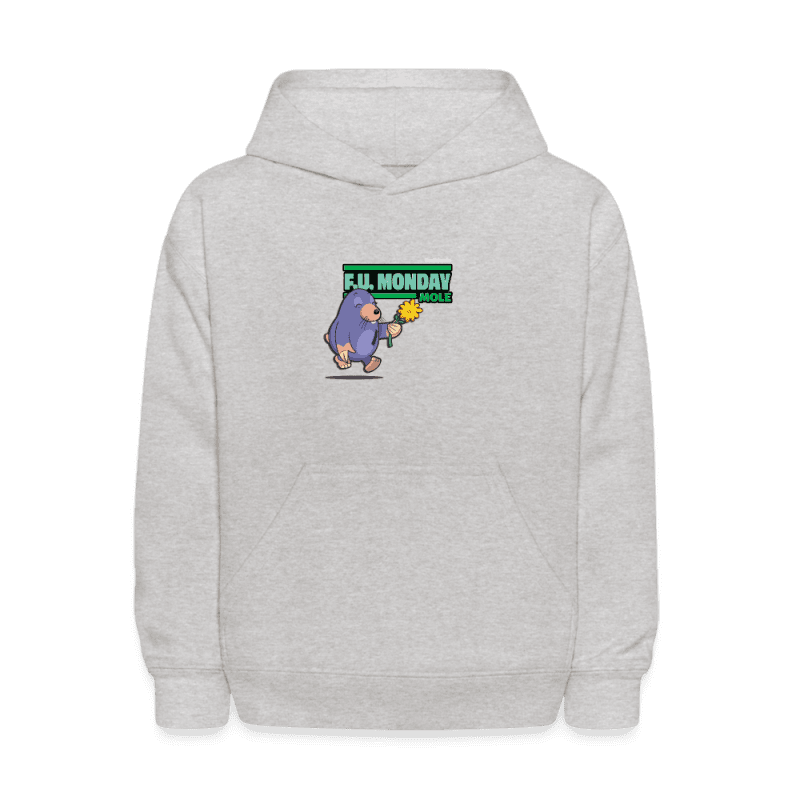 F.U. Monday Mole Character Comfort Kids Hoodie - heather gray