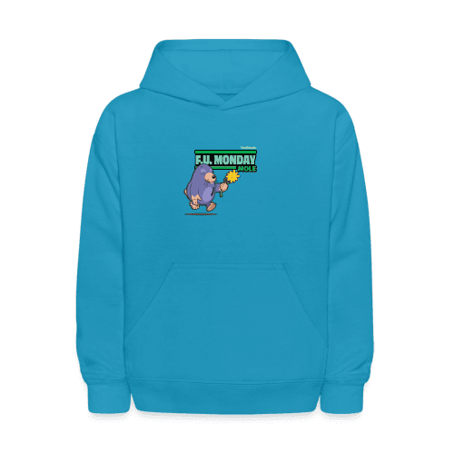 F.U. Monday Mole Character Comfort Kids Hoodie - turquoise