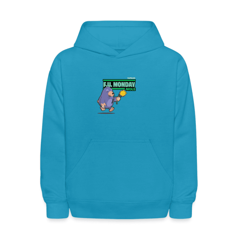 F.U. Monday Mole Character Comfort Kids Hoodie - turquoise