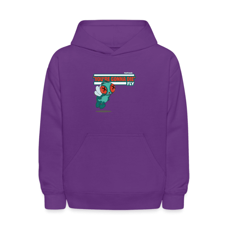 "You’re Gonna Die" Fly Character Comfort Kids Hoodie - purple