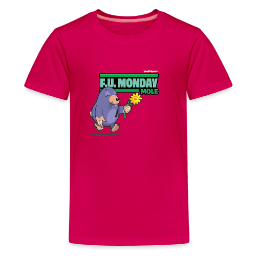 F.U. Monday Mole Character Comfort Kids Tee - dark pink