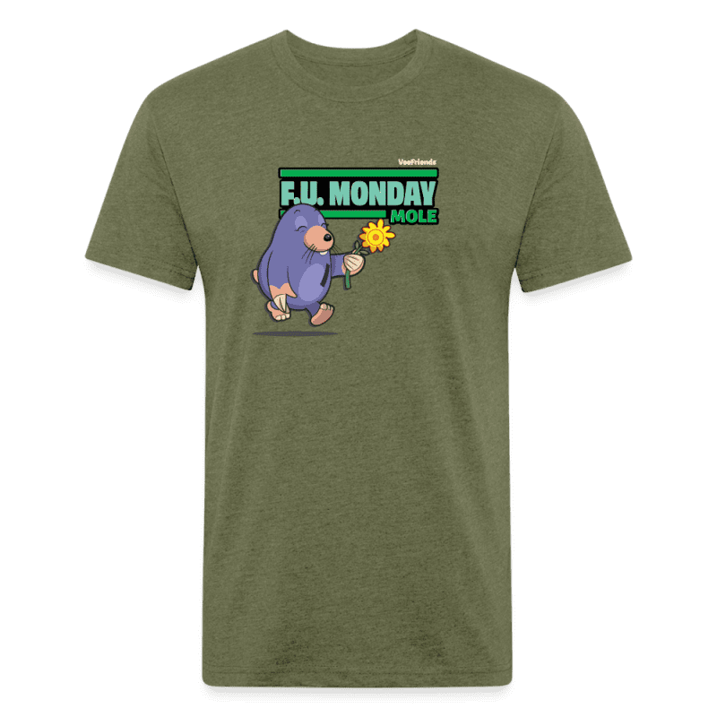 F.U. Monday Mole Character Comfort Adult Tee - heather military green