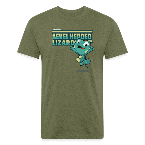 Level Headed Lizard Character Comfort Adult Tee - heather military green