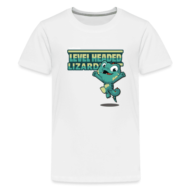 Level Headed Lizard Character Comfort Kids Tee - white