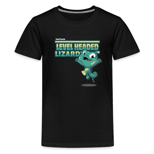 Level Headed Lizard Character Comfort Kids Tee - black