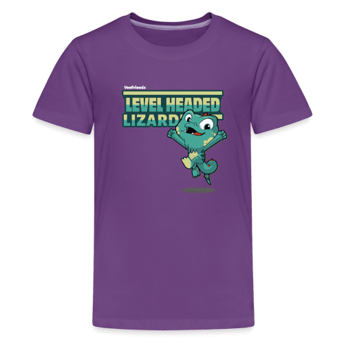 Level Headed Lizard Character Comfort Kids Tee - purple