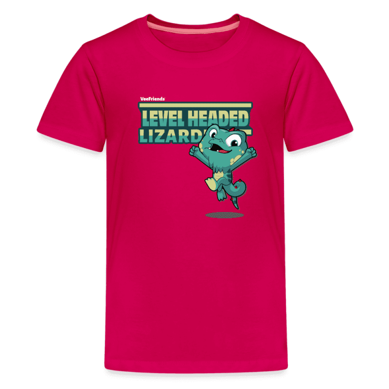 Level Headed Lizard Character Comfort Kids Tee - dark pink