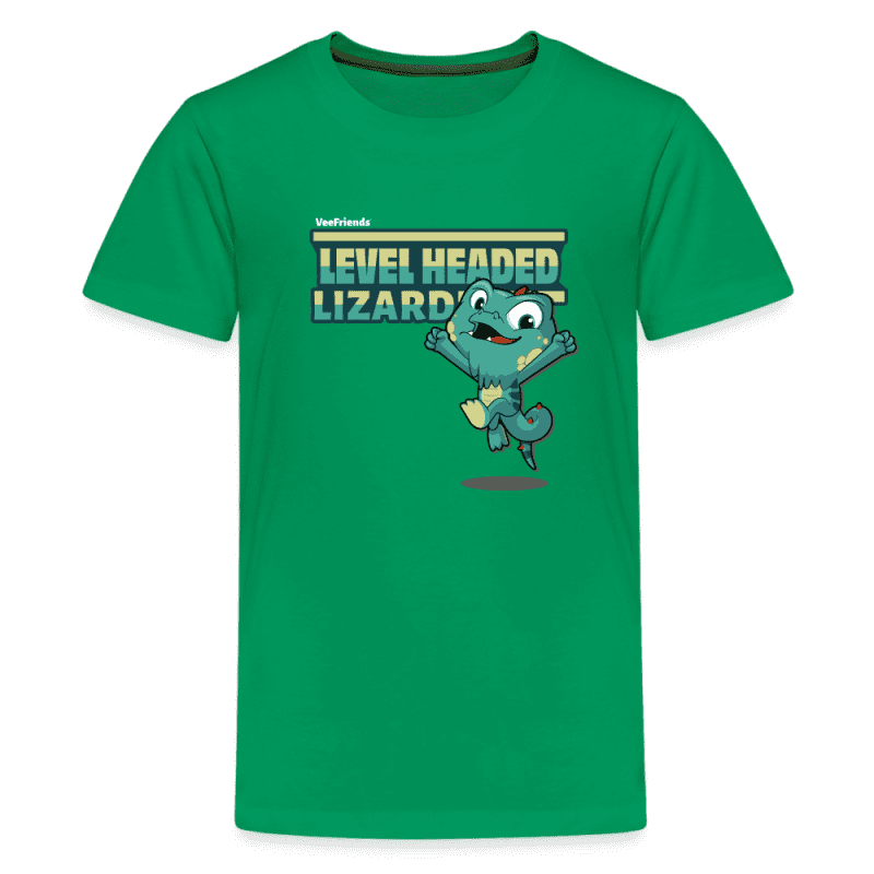 Level Headed Lizard Character Comfort Kids Tee - kelly green