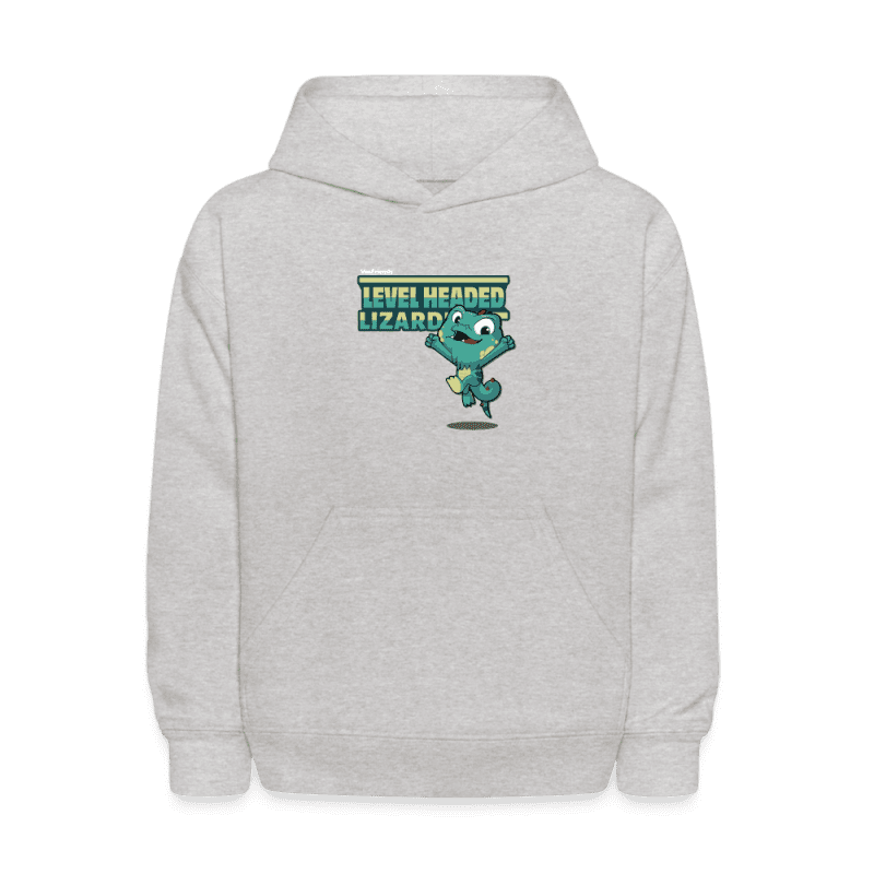 Level Headed Lizard Character Comfort Kids Hoodie - heather gray