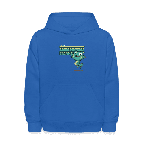 Level Headed Lizard Character Comfort Kids Hoodie - royal blue