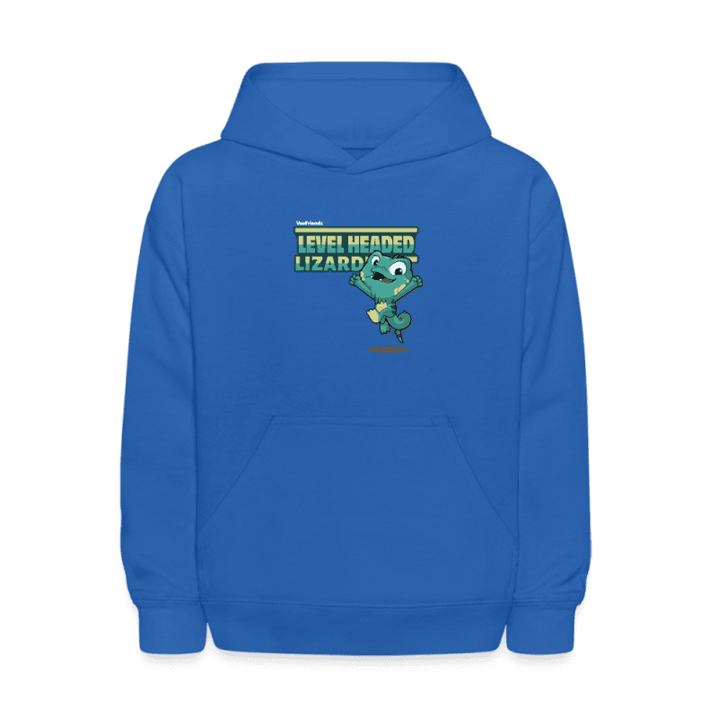 Level Headed Lizard Character Comfort Kids Hoodie - royal blue