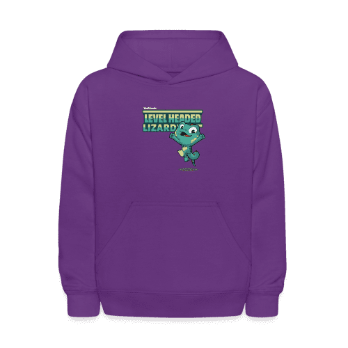 Level Headed Lizard Character Comfort Kids Hoodie - purple