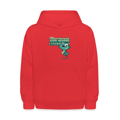 Level Headed Lizard Character Comfort Kids Hoodie - red