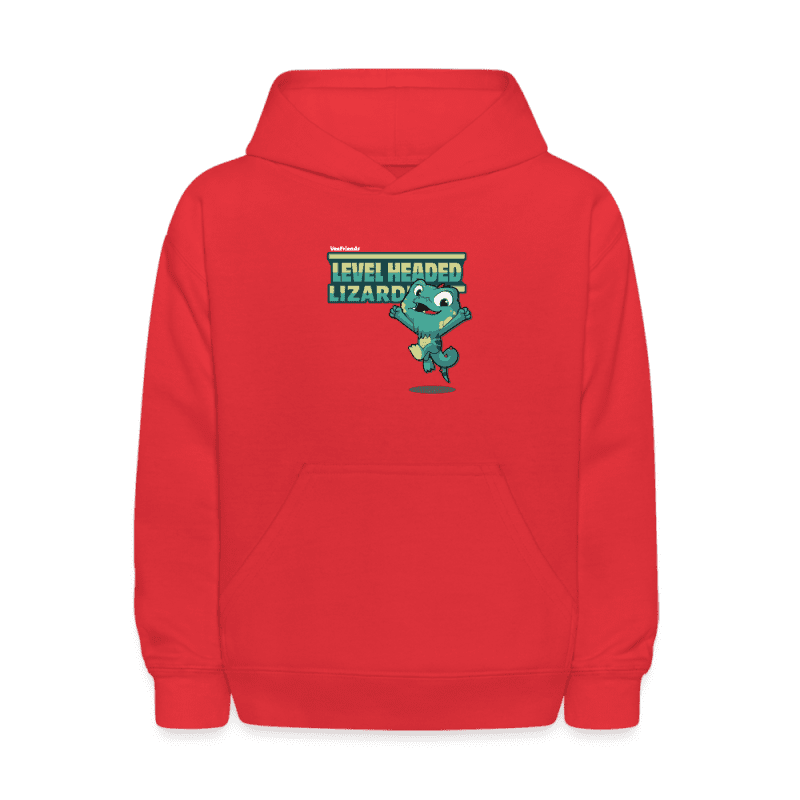 Level Headed Lizard Character Comfort Kids Hoodie - red