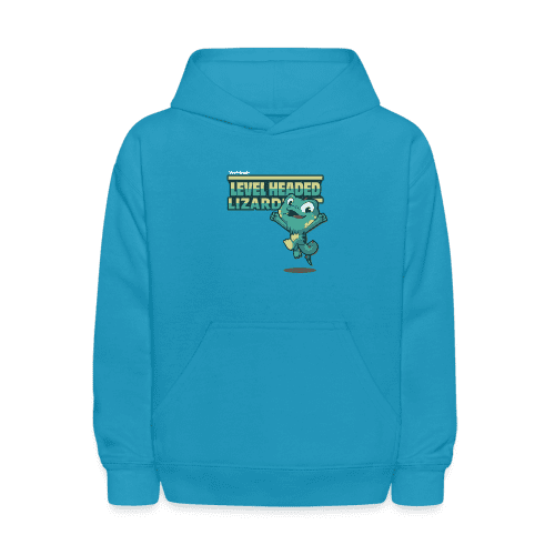 Level Headed Lizard Character Comfort Kids Hoodie - turquoise